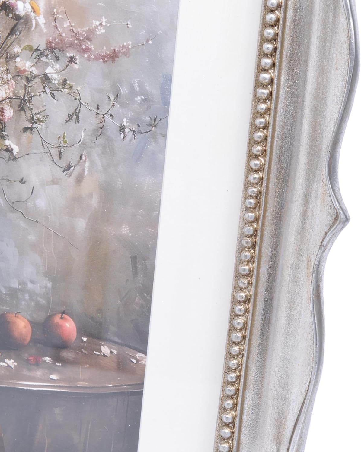 Saysmile 11x14 Vintage Picture Frame with Embossed Flower Design, Silver Ornate Frame for 11x14 or 8x10 Pictures with White Mat, Hand-Crafted Resin Antique Baroque Frames with Hook for Wall Mounting Display(Silver)
