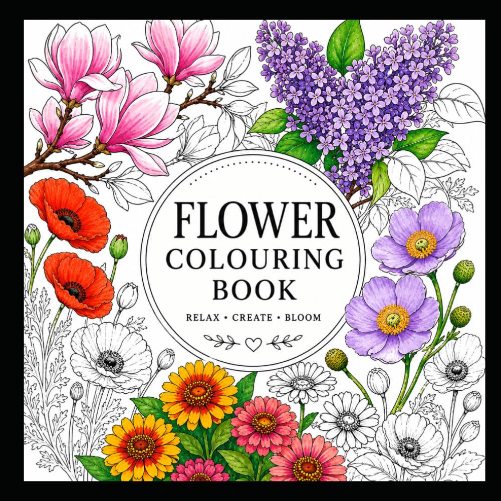 Flowers: Easy Coloring Book for Adults and Teens Featuring Beautiful Flowers and Scenes of Nature with Easy and Simple Designs for Relaxation