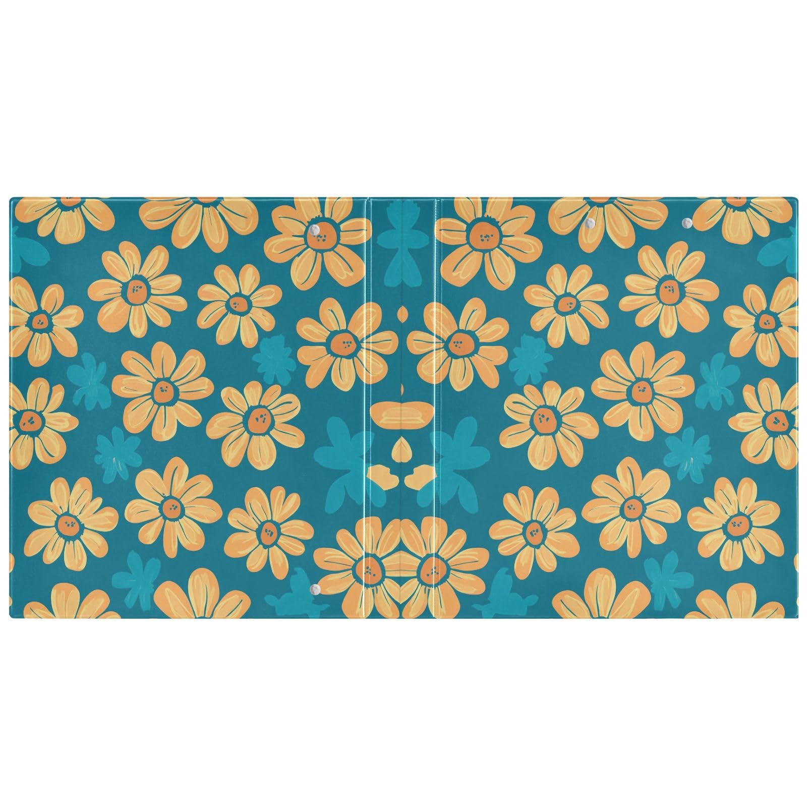 Raccoglitore ad anelli con 3 anelli, 3,8 cm, motivo fiori di mandarino, decorativo, con clip in metallo, formato A4, organizer per casa e ufficio, confezione da 2