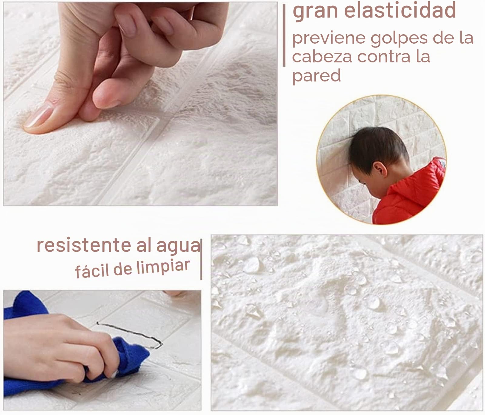 Papel Pintado 3D Ladrillo,10 Piezas PE de Espuma 3D Wallpaper, Autoadhesivo Grueso Impermeable DIY Pegatina de Pared Espuma 3D,para Salón Dormitorio Fondo de Pared Decoración Arte (35*38.5cm,Blanco)
