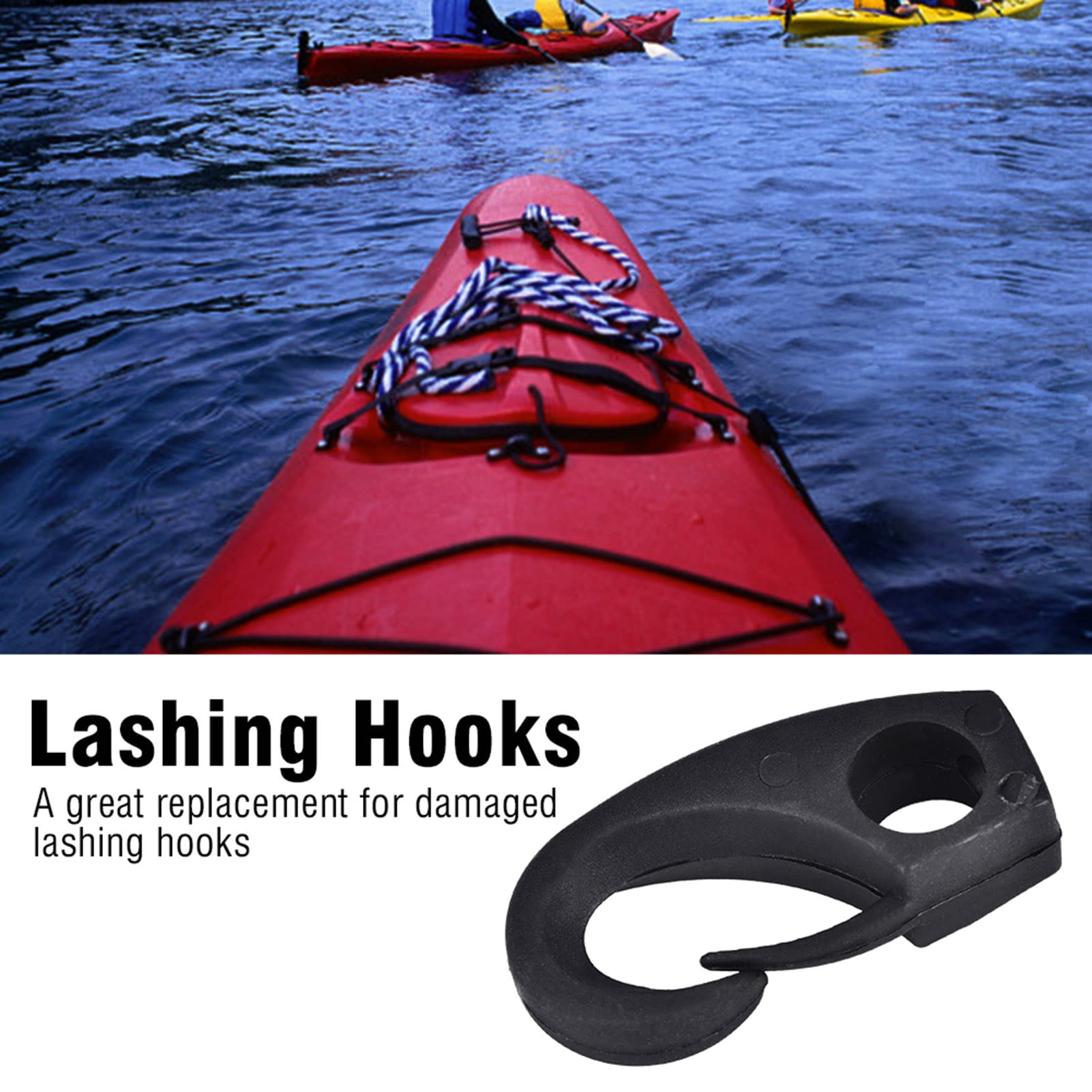 WGFOIP Shock Cord Hooks, Multi Purpose Nylon Clip Lashing Hooks Elastic Rope Buckle for Kayak Canoe Bungee - Image 2