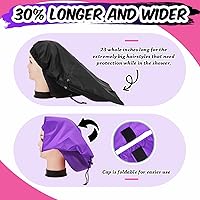 Vista 4 de SATINIOR Gorro de ducha trenzado grande Jumbo para ajustable y plegable con lazo de secado, extra grande, de plástico, trenzas largas y rizadas