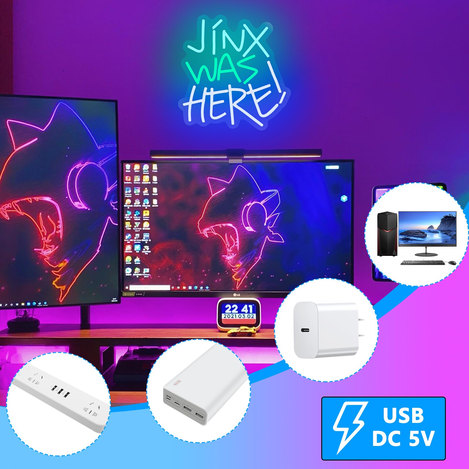 Jinx Was Here neonowy znak, neonowe znaki do dekoracji ścian, ściemniane znaki LED do sypialni, podświetlane znaki do pokoju dziecięcego, jaskini męskiej, pokoju gier, na ścianę, gracza
