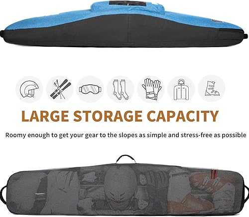 Miniatura 3 de MERALIAN Bolsa de snowboard para viajes aéreos, bolsa acolchada para snowboard, botas, chaqueta, pantalones, casco y equipo, longitud disponible en