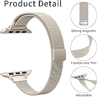 Vista 2 de CTYBB for Apple Watch Band Series Ultra SE 8 7 6 5 4 3 2 1 38mm 40mm 41mm 42mm 44mm 45mm 49mm, Stainless Steel Slim & Thin Mesh Magnetic Clasp Strap