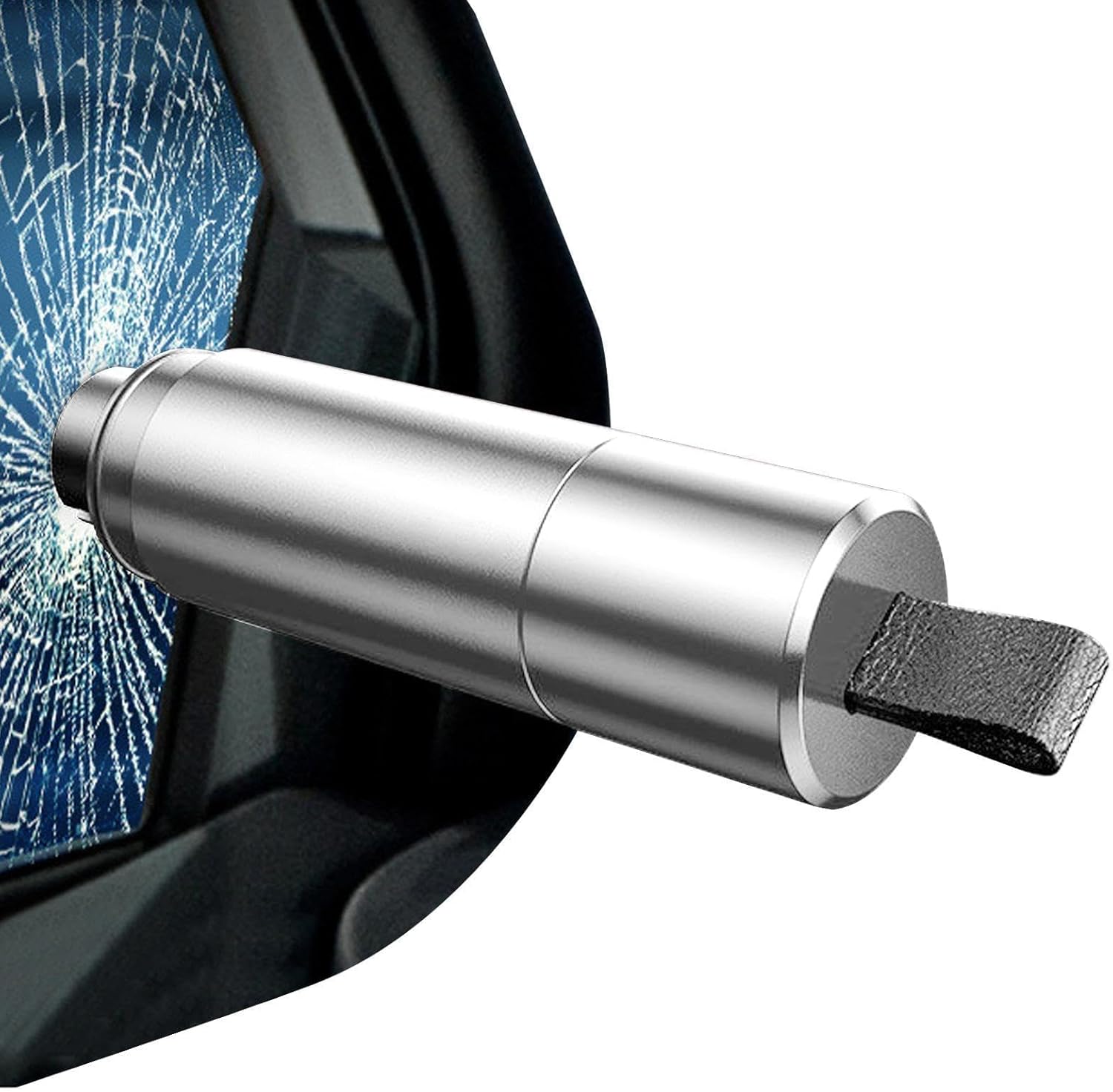 Car Window Hammer, Safety Tool – Glass Breaker & Seatbelt Cutter, Vehicle Interior Safety Product, Escape Tool for Family Rescue,Silber