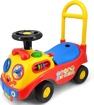 Kiddieland My First Activity Ride-On Elmo, Light & Sound Foot-to-Floor Toy with Interactive Dashboard, Seat Storage, Push Handle, Steering Wheel, Ages 1236 Months