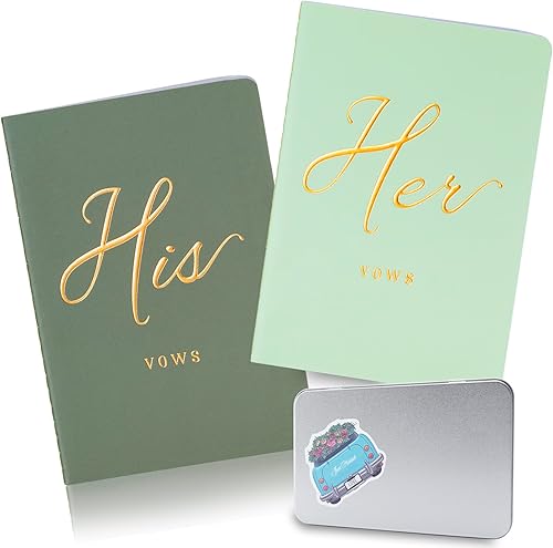 YILANFULL Vow Books His and Hers, libros de votos de boda con letras de lámina dorada, increíble suplemento de boda, 5.5 x 3.9 pulgadas (28