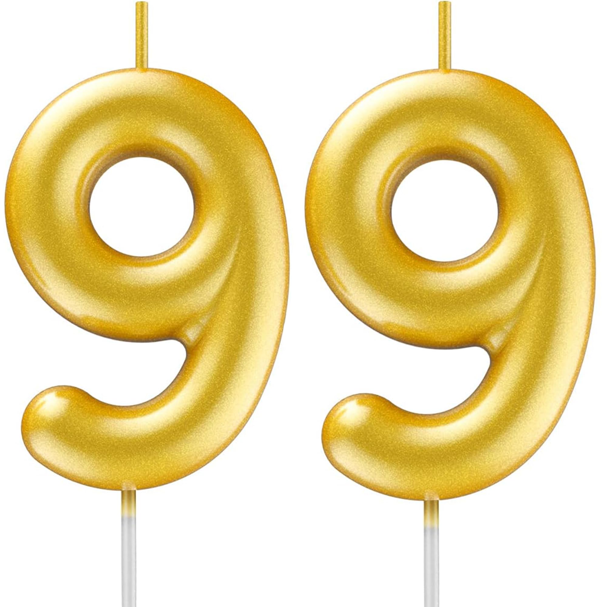 Toyventures Gold99 Gold Number Candle Happy Birthday 3D Number Candles For Birthday Cake Party Decoration Wedding Anniversary Celebration Supplies