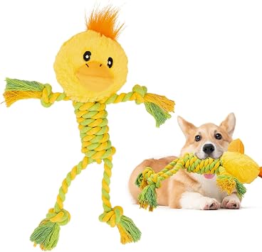 JMZDS&JL Tough Dog Toys for Puppies and Small-Medium Dogs - Tug of War, Plush Stuffed Duck for Teething and Chewing Fun