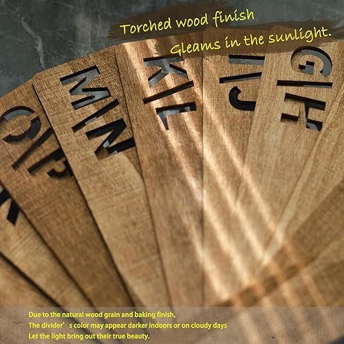 Miniatura 8 de Separadores de discos de vinilo con pestañas alfabéticas A-Z, 13 piezas separadoras de madera para álbum LP, cómics, archivador, revista,