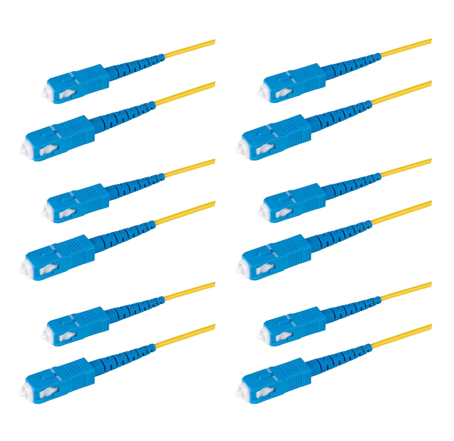 SpeedyFiberTX 12-Pack 2 Feet SC/UPC to SC/UPC 3.0mm Simplex Yellow Riser OFNR Fiber Patch Cable, Corning SMF-28 Singlemode 9/125um OS1/OS2 Compatible Ultra Optical Fiber