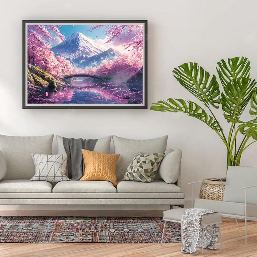 5D Kwiaty Wiśni Malarstwo Diamentowe Malarstwo Zestaw, DIY Dolina Diament Pełne zestawy, Diamentowe zestawy artystyczne dla dorosłych Początkujących, Square Diamond Cross Stitch Painting, Wystrój domu