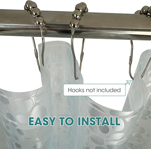 Miniatura 5 de Forro de cortina de ducha de plástico azul claro, PEVA, impermeable, ligero, con diseño de guijarros 3D, tamaño estándar, 70 x 72 pulgadas, para