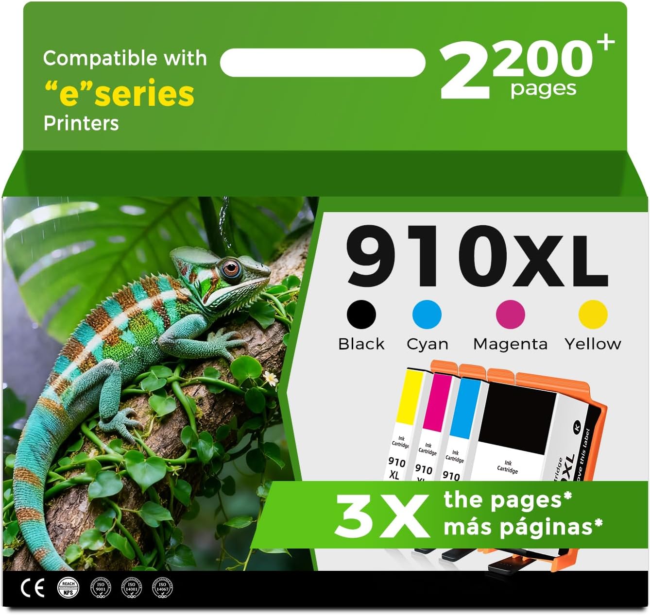 910XL Ink Cartridges Combo for HP Printers Replacement for HP 910 XL HP910 HP910XL Black Color for OfficeJet Pro 8015e 8025e 8028e 8010 8025 8020 8020e 8035 8028 8015 8022 Printer Cyan Magenta Yellow