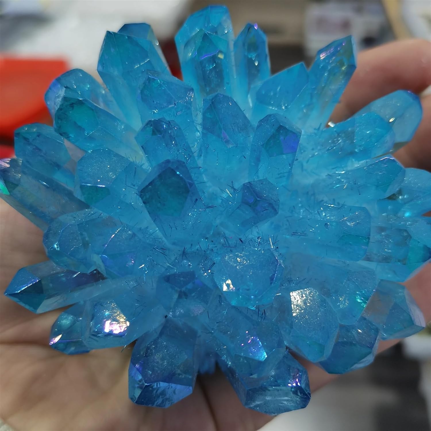 Stone Aura Blue Crystal Cluster Modern Home Decoration(210-300g)