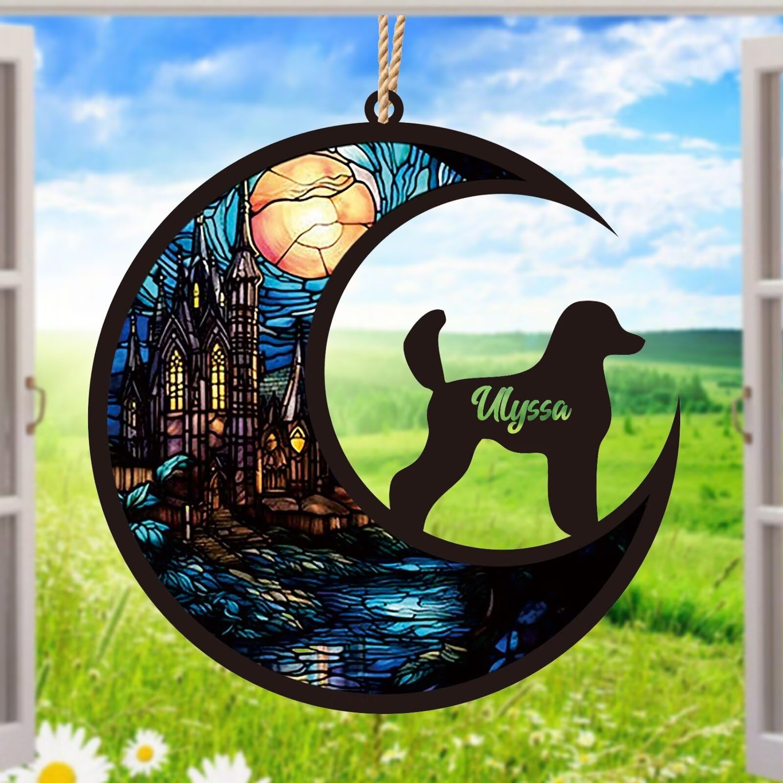 Personalized Hanging Ornament with Dog Name