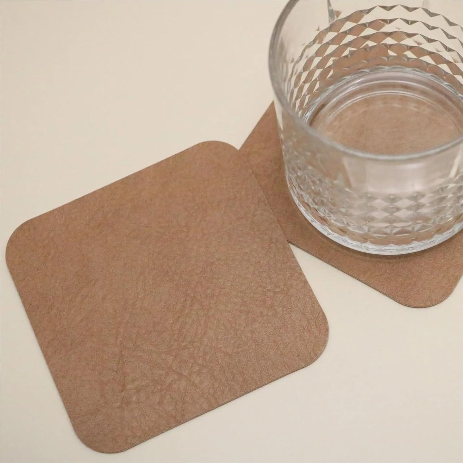 12pcs/Set Faux PVC Leather Tea Cup Coaster Drinks Protection for Table Desk(Blue)