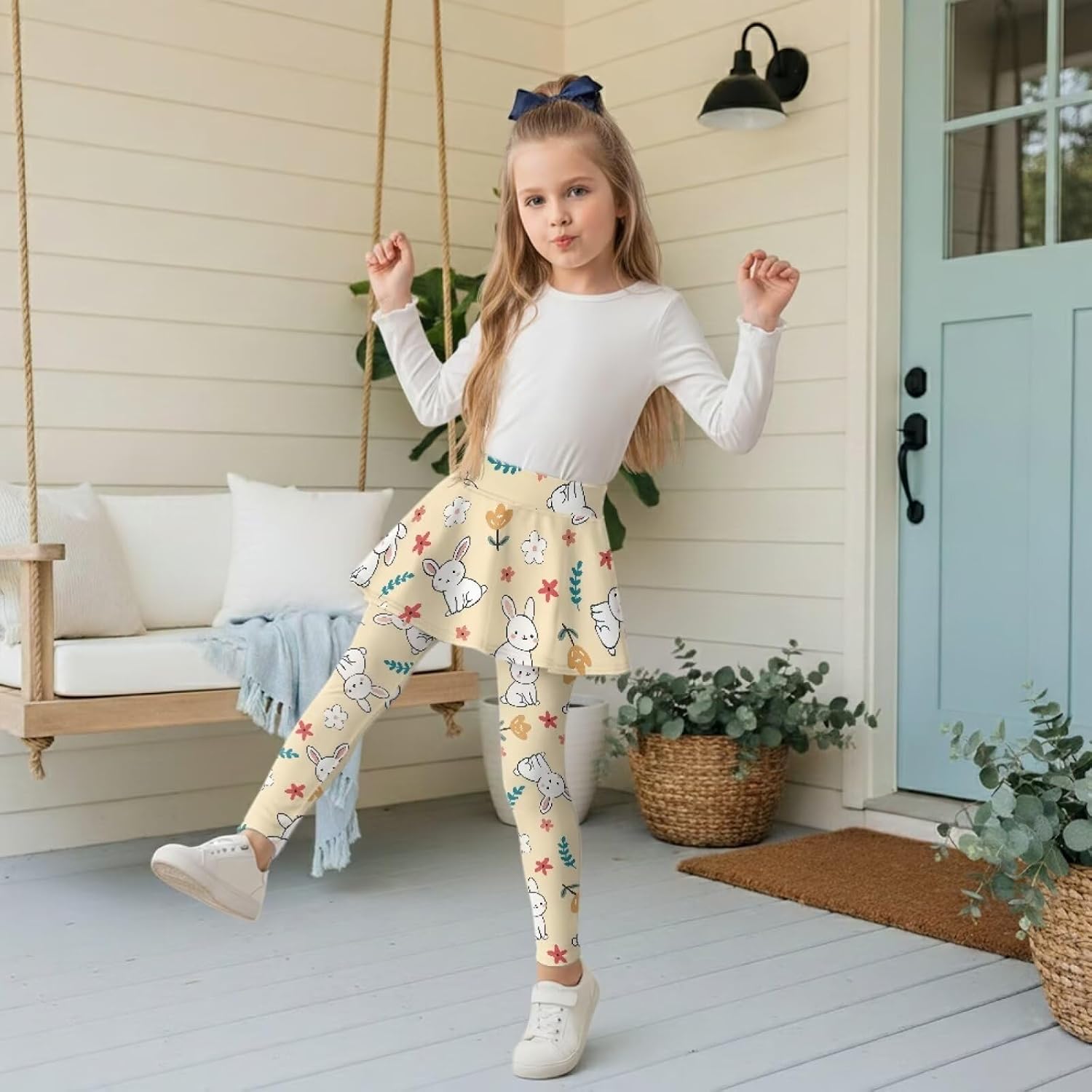 Leggings for Girls Tights Yoga Pants with Skirts Stretch Girls Leggings for Sports Athletic Pants Size 5-6