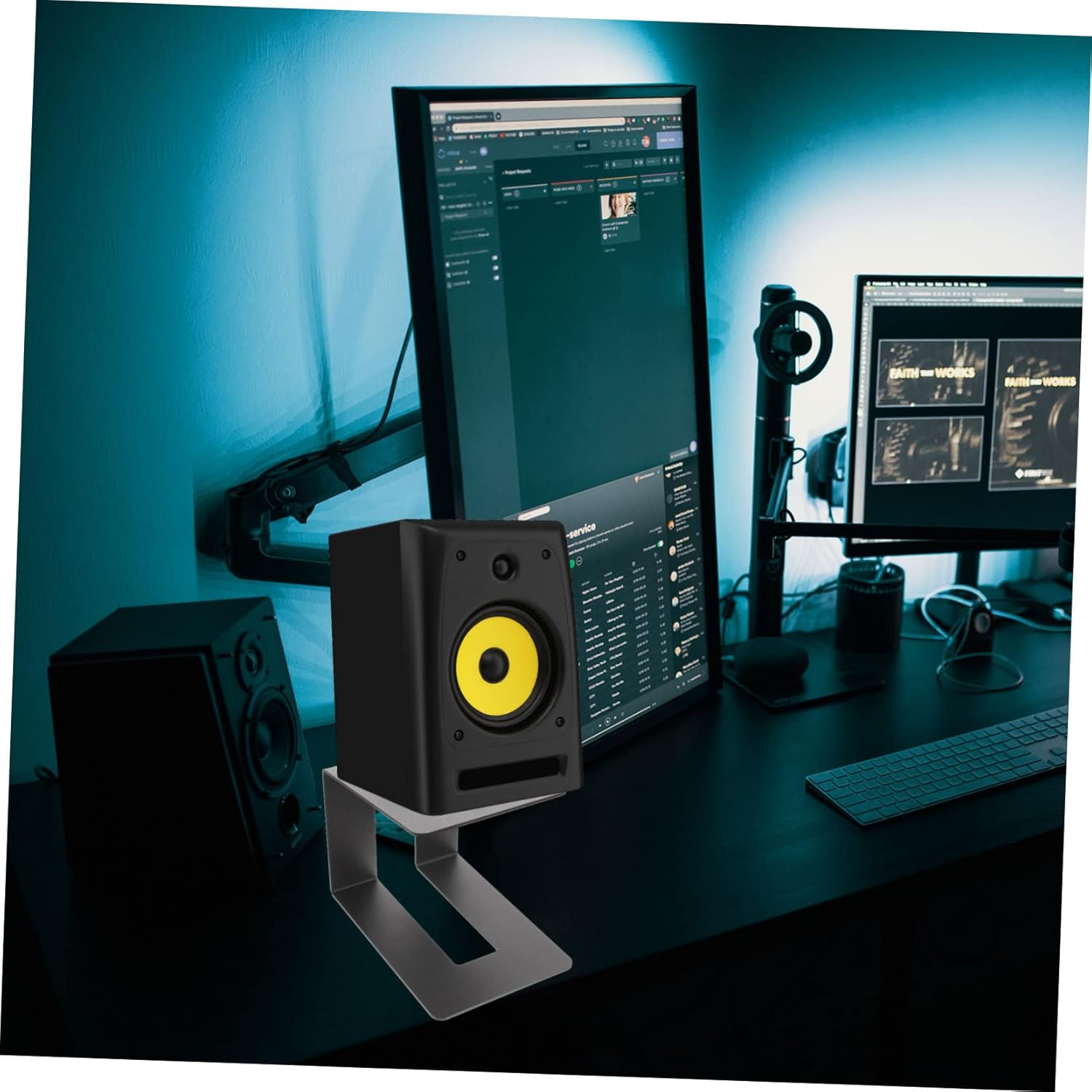 Metal Desktop Speaker Stand Bracket for Monitor Speakers Height Design Space Saving Holder for Enhanced Sound Quality Finish for Computer Audio Setup