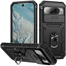 Case for Pixel 9 Pro XL, Slide Lens Protective Case Shockproof Impact Resistant with Kickstand Cover Case for Google Pixel 9 Pro XL Black