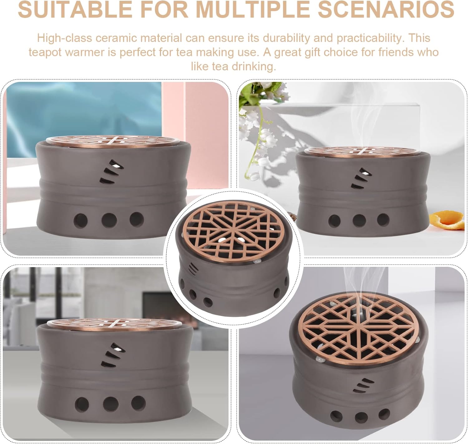 LIFKOME Ceramic Tea Warmer Stove Tea Kettle Electric Teapot Holder Mini Gas Stove