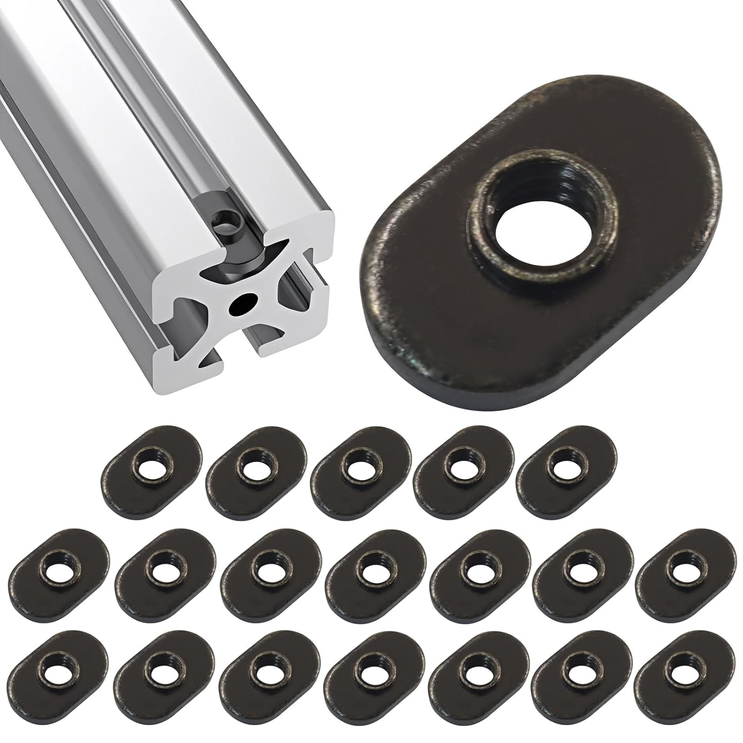 20Pcs 1/4"-20 Centered Hole Sliding T-Nuts