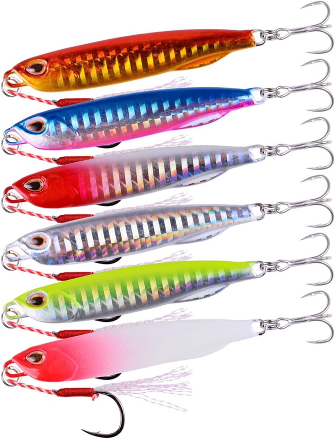 6PC Lures Slim Metal Casting Jig 10G 15G 20G 30G 40G Shore Drag Long Cast Jigging Spoon Sea Fishing Lure Artificial Bait Tackle