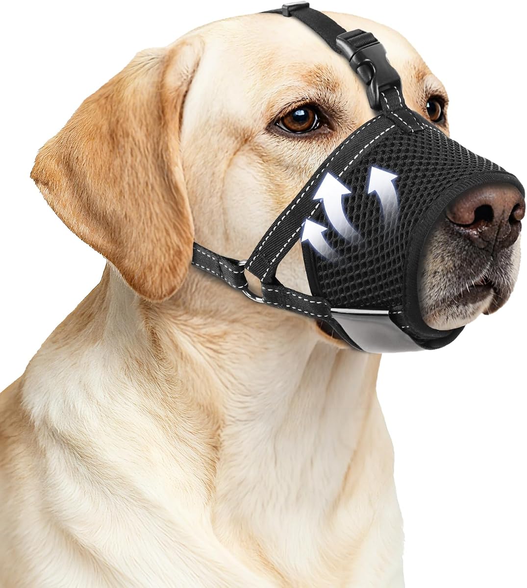 Bozal para perros grandes, bozal de malla suave para evitar mordeduras y ladridos, seguro y transpirable para entrenamiento, aseo y visitas al veterinario, L 7.1"-9.4"