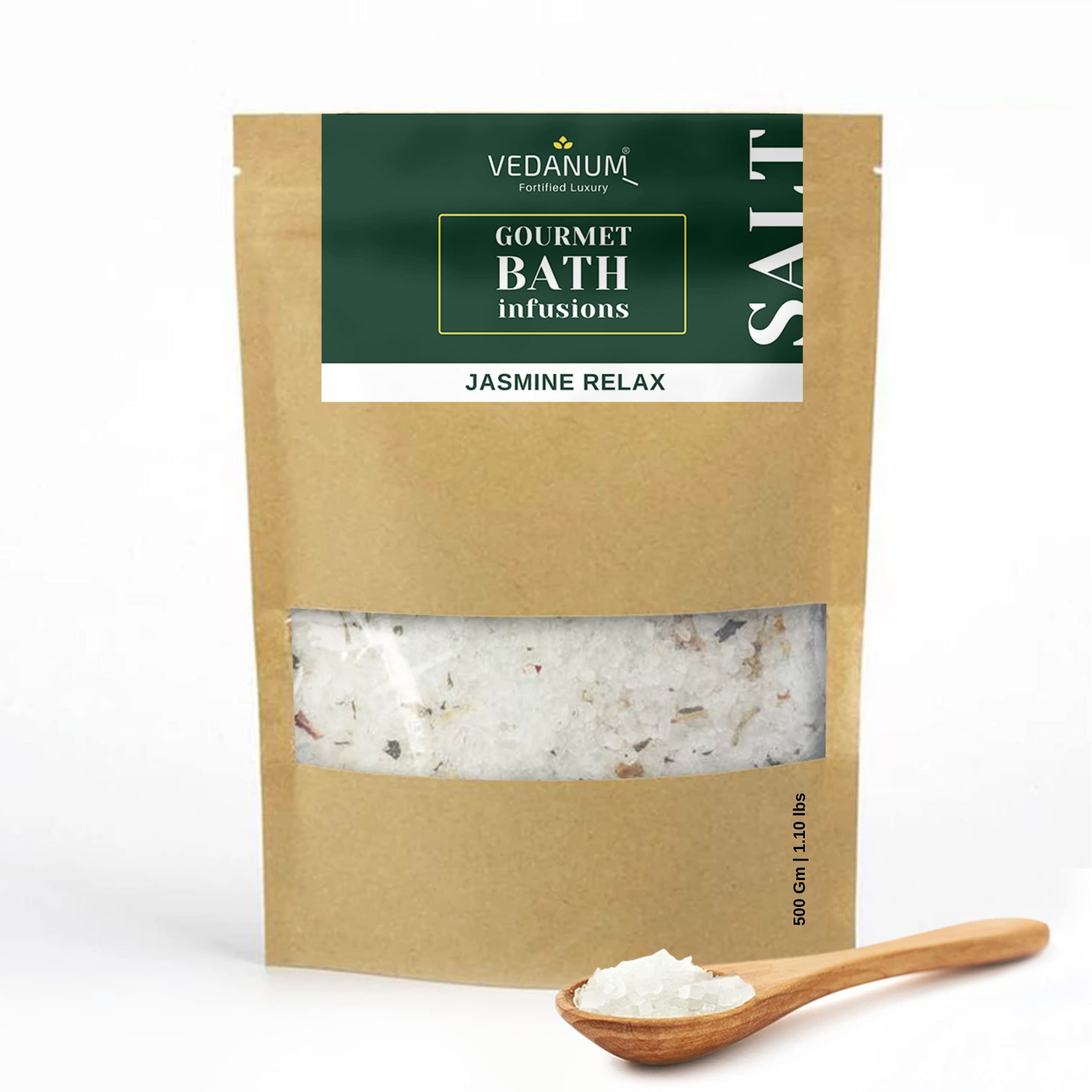 Vedanum Gourmet Infusion Aroma Bath Salt with Pure Epsom Salt, Himalayan Pink Salt and Jasmine Therapy | Muscle Relief, Acne Removal, Pain Treatment, Foot Massage, Relaxing Minerals-picture-10