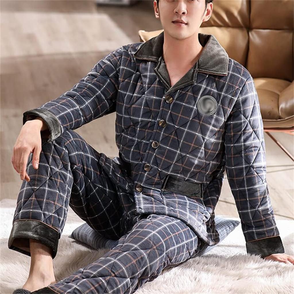Winter Men's Fleece Thickening Pajamas Middle-aged And Elderly Dad Coral Homewear