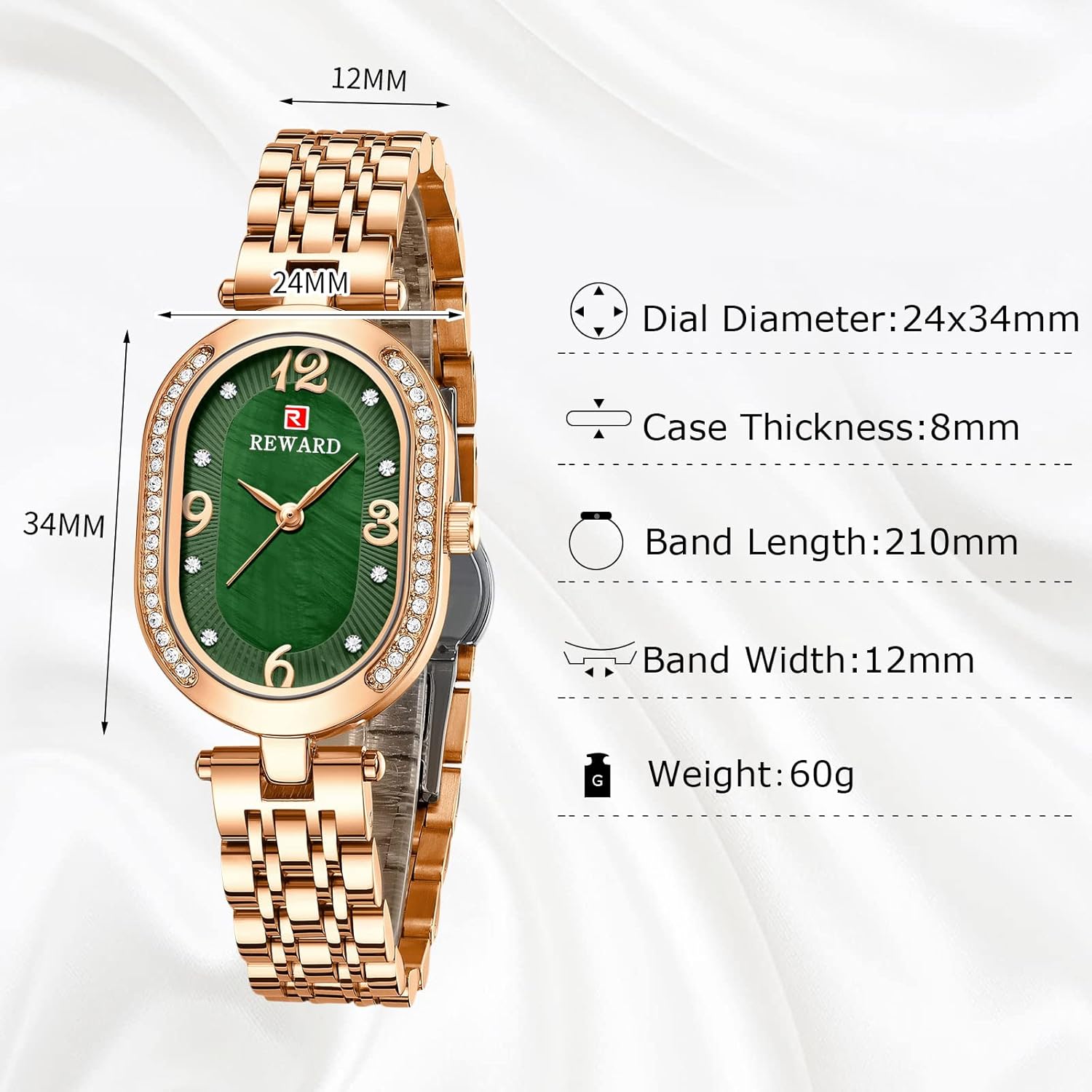 RORIOS Moda Orologio da Donna Orologio Analogico Quarzo con Cinturino in Acciaio Inossidabile Elegante Diamond Oval Dial Donna Orologio da Polso RORIOS Moda Orologio da Donna Orologio Analogico Quarzo con Cinturino in Acciaio Inossidabile Elegante Diamond Oval Dial Donna Orologio da Polso