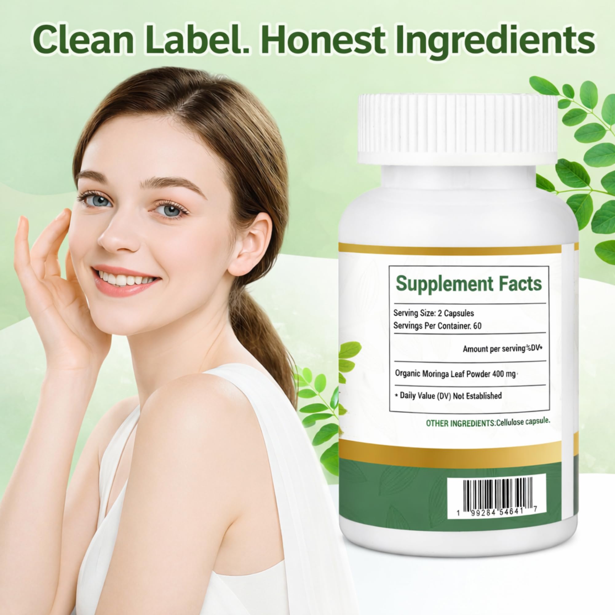 Organic Moringa Capsules 800mg, 3rd Party Tested & Non-GMO, 120 Count — Amazon image 2