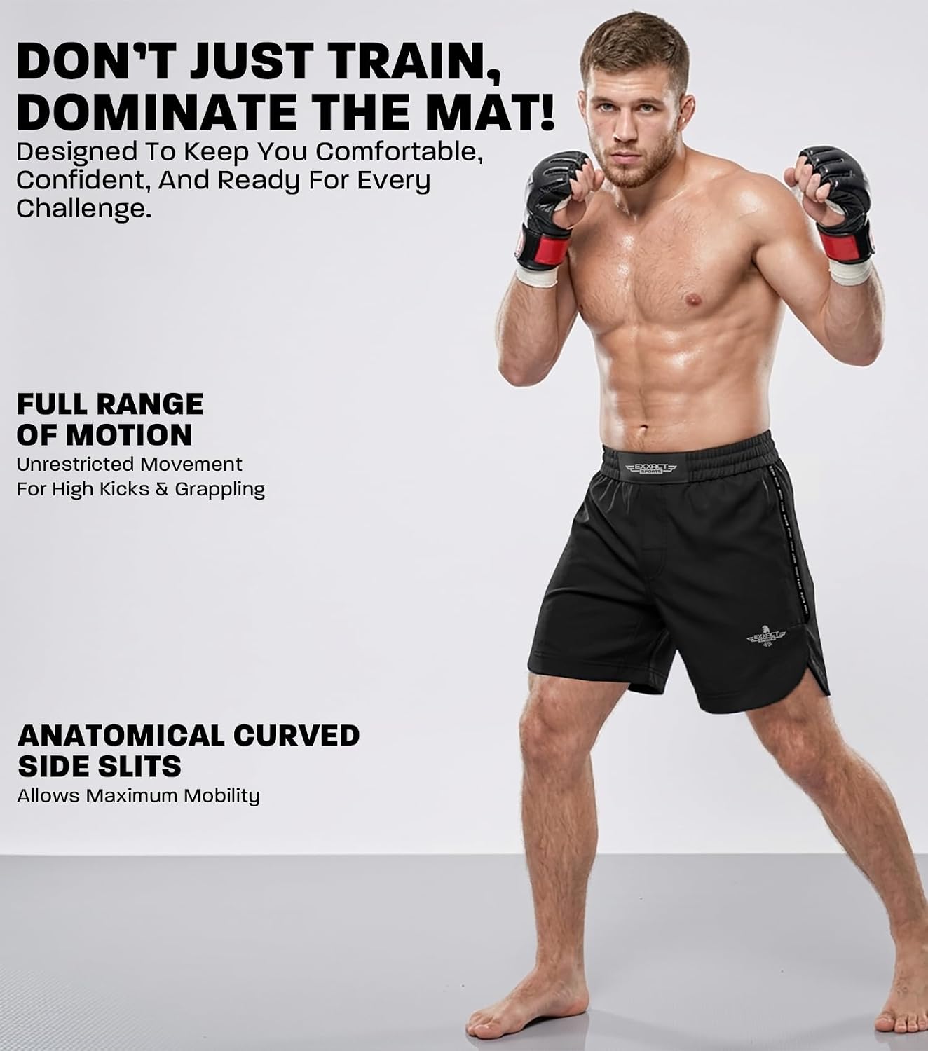 Exxact Sports MMA Shorts, No Gi BJJ Shorts for Men for Boxing, UFC, Kickboxing, Grappling, Jiu Jitsu & Cross Training