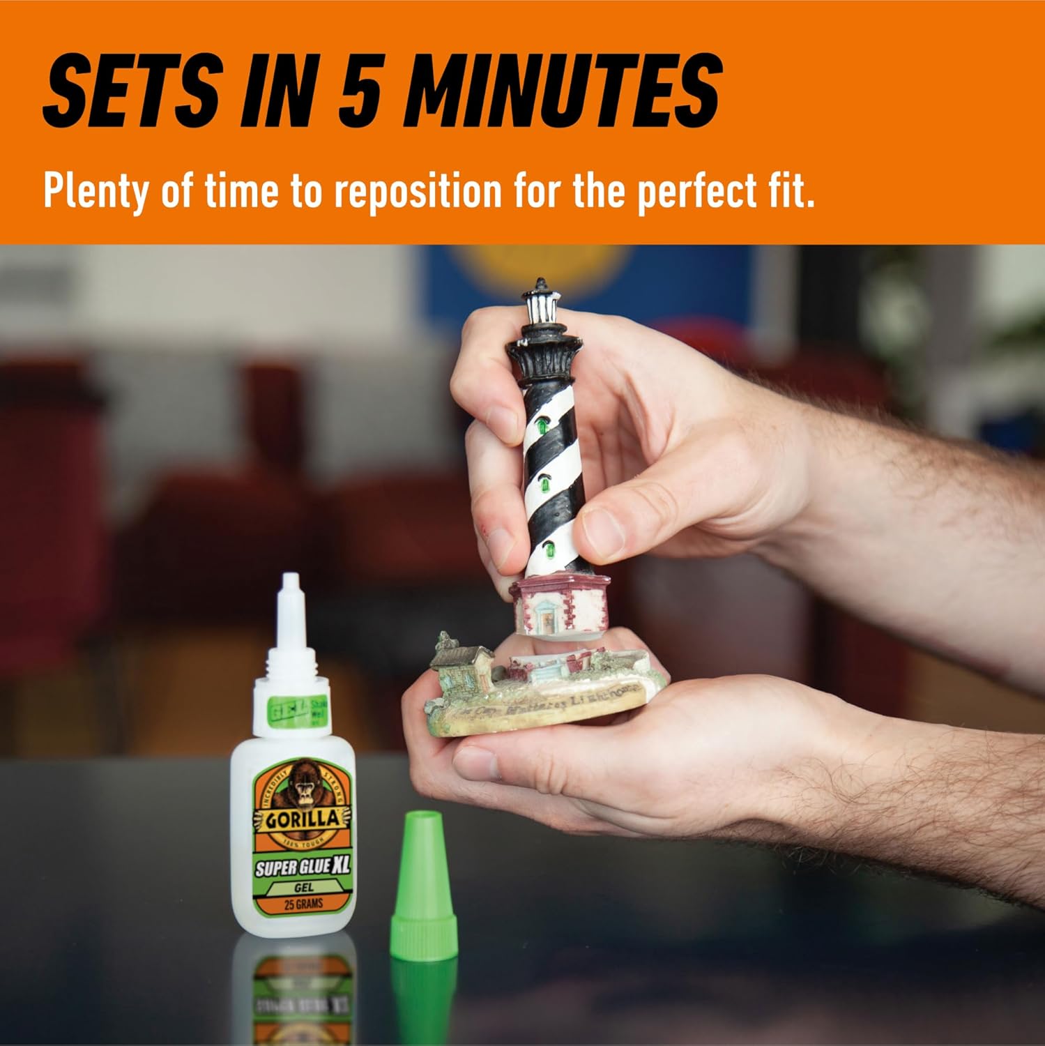 Gorilla Glue Super Glue Gel, Fast-Setting, Thicker Controlled Formula, Anti-Clog Cap, Versatile Cyanoacrylate Glue, Clear, 15g/0.53oz, (Pack of 1), GG41008