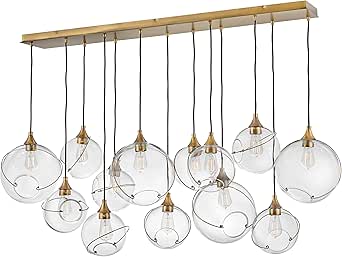 Hinkley Skye Thirteen Light Linear Chandelier, Heritage Brass w/Clear Glass