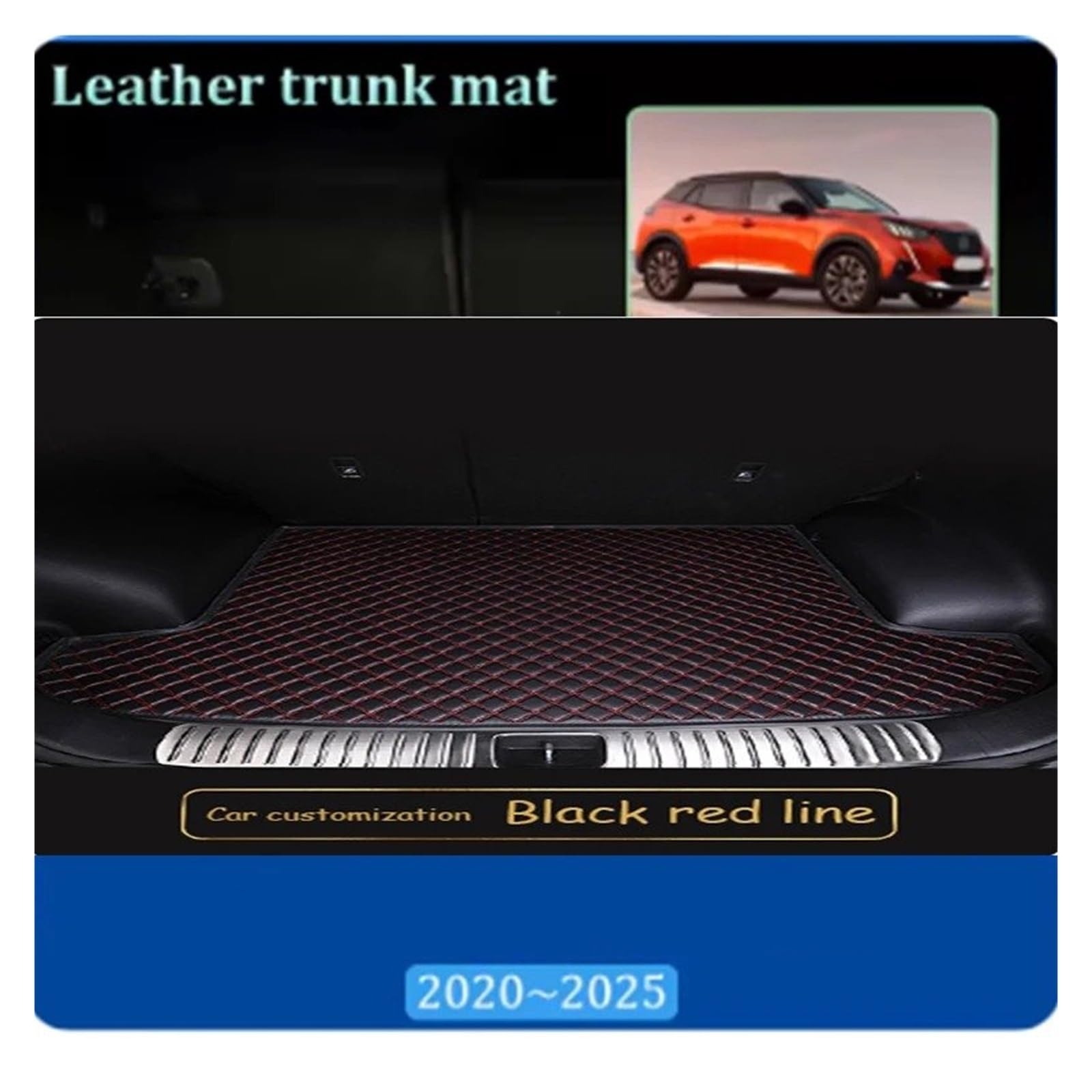 Tapete para Maletero para Peugeot 2008 P24 2020~2025 Estera Maletero Coche Área Carga Cuero Bandeja Suelo Revestimiento Almohadilla Alfombrilla Maletero Coche