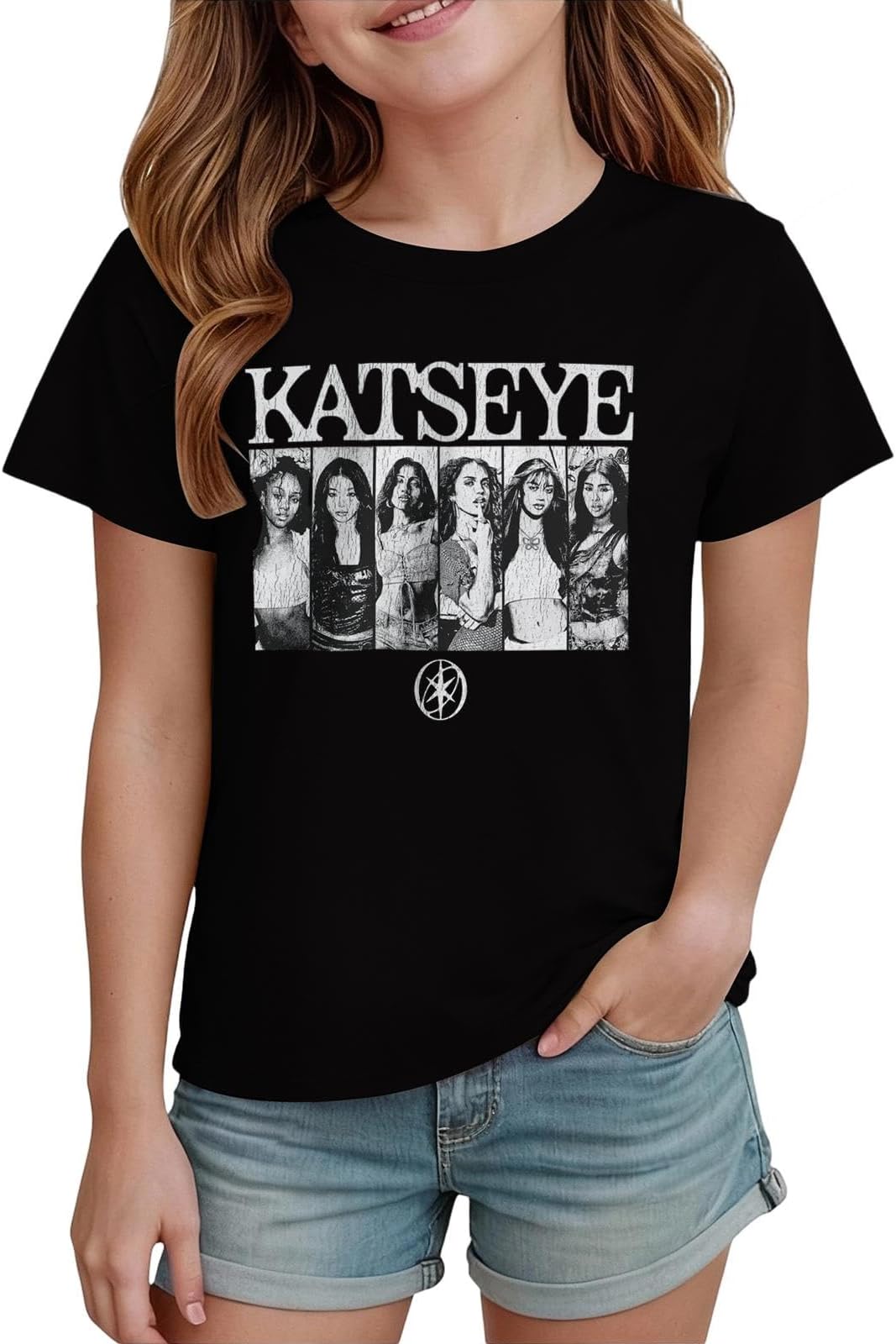KATSEYE Tshirt for Kids Girls Boy Short Sleeve Crewneck Shirts Unisex Idol Music Group Album Tour Novel Fans Shirt