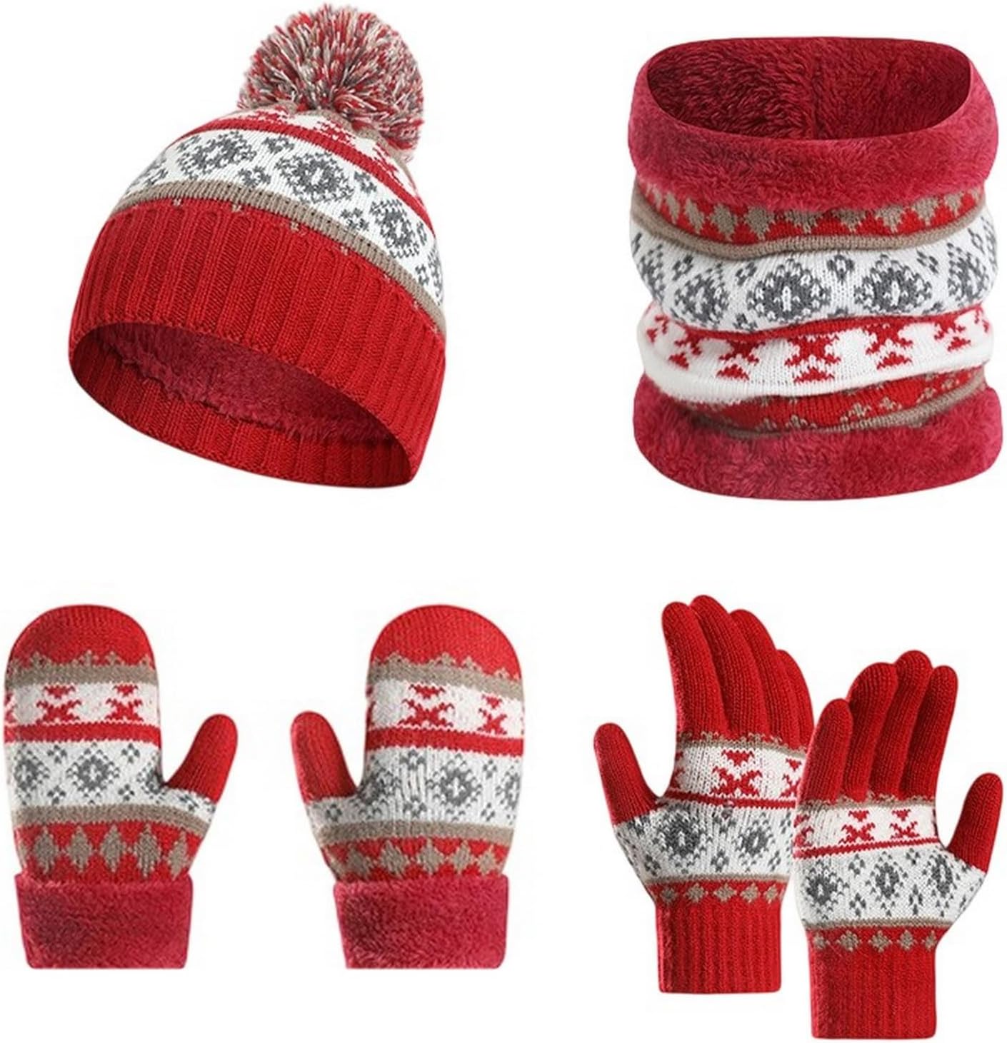 SK Studio Kids Winter Hat Gloves Scarf Set, Girls Boys Beanie with Pom Neck Warmer Gaiter Mittens Fleece Lined Set Toddler, Blue