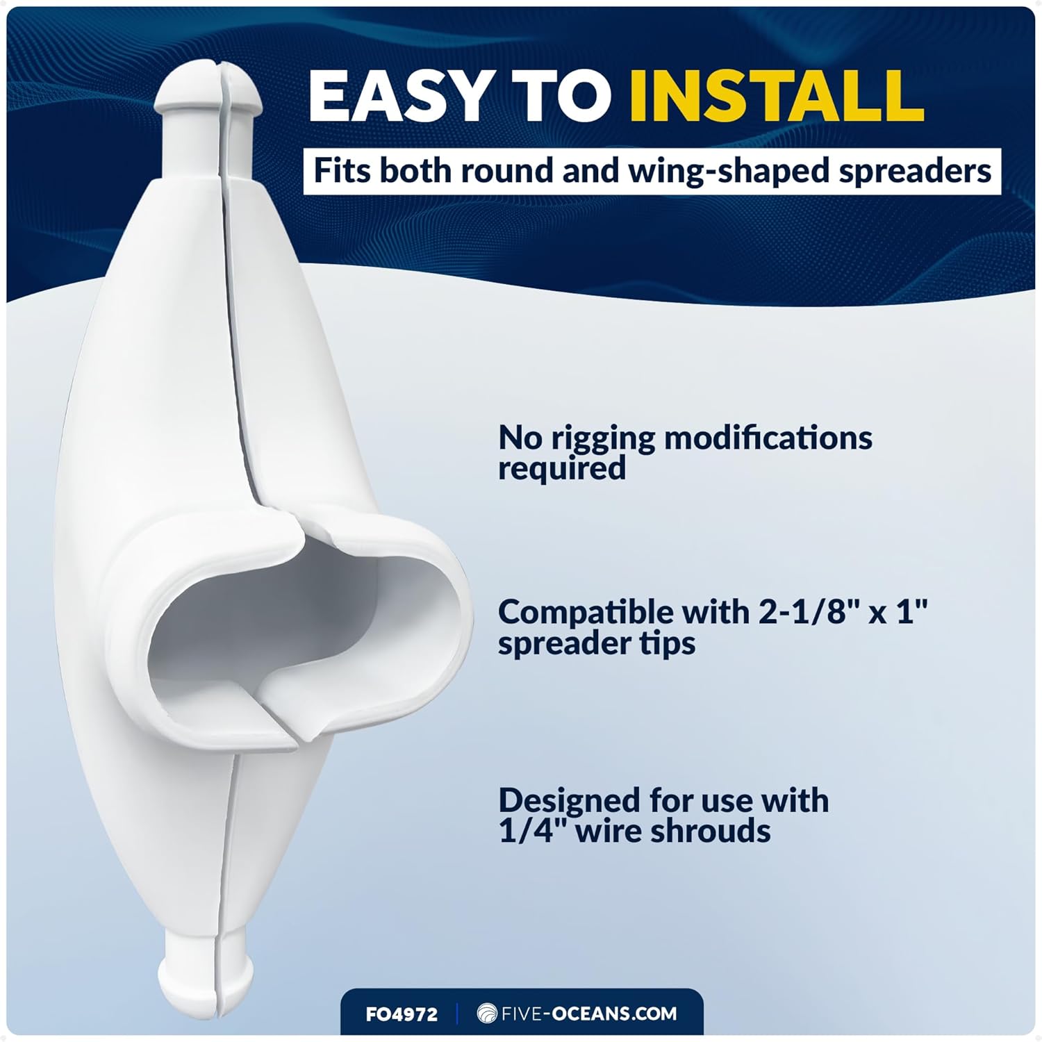 Five Oceans Rubber Spreader Boots 2-Pack - UV-Resistant Spreader Tips for Sail Protection