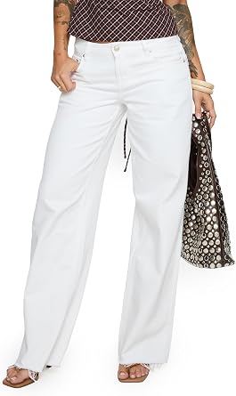 Princess Polly Womens Sabryna Low Rise Straight Leg Jeans White