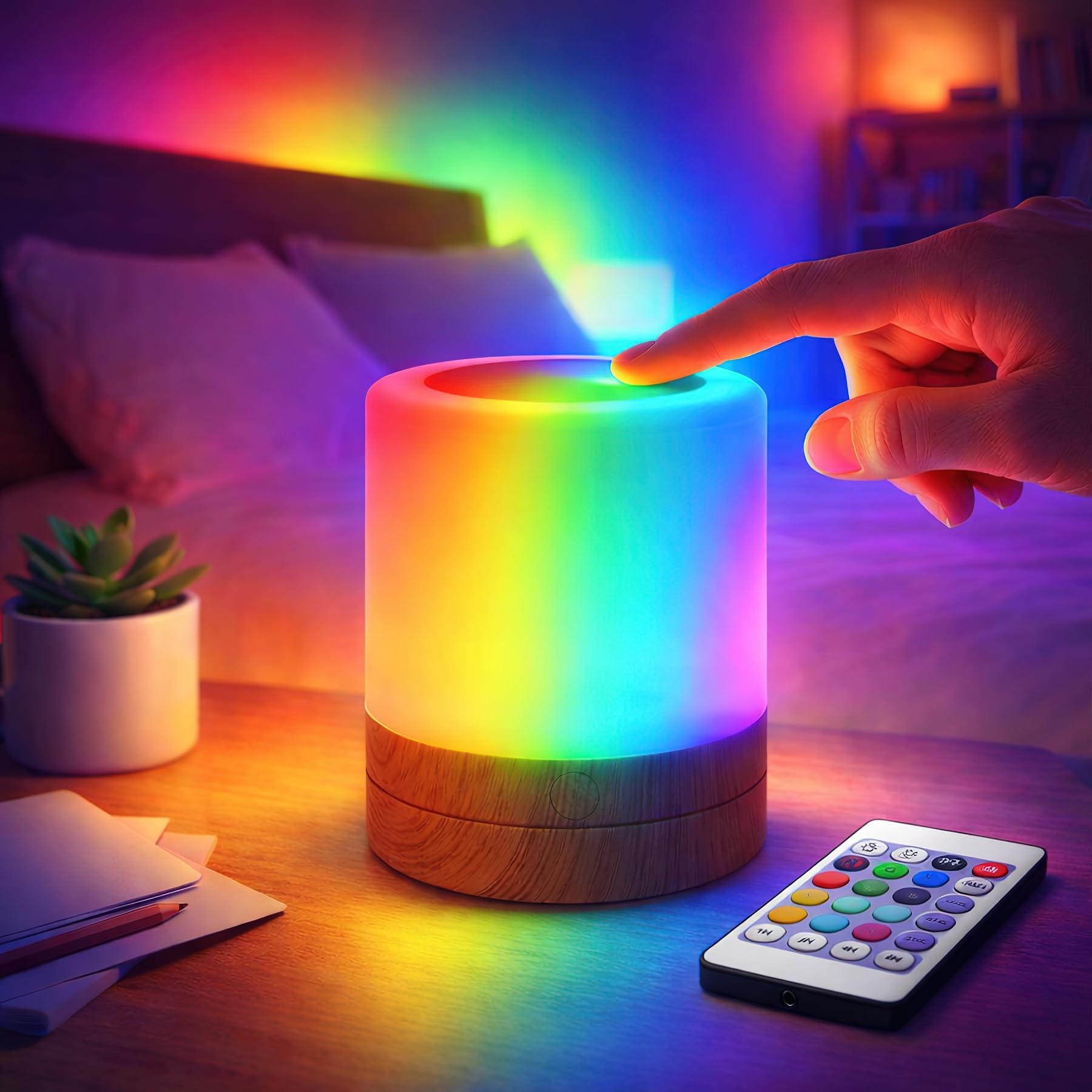 Dimmable Baby Night Light Eye-Caring Soft Warm White LED Touch Lamp USB Rechargeable Portable Bedside for Nursery Kids