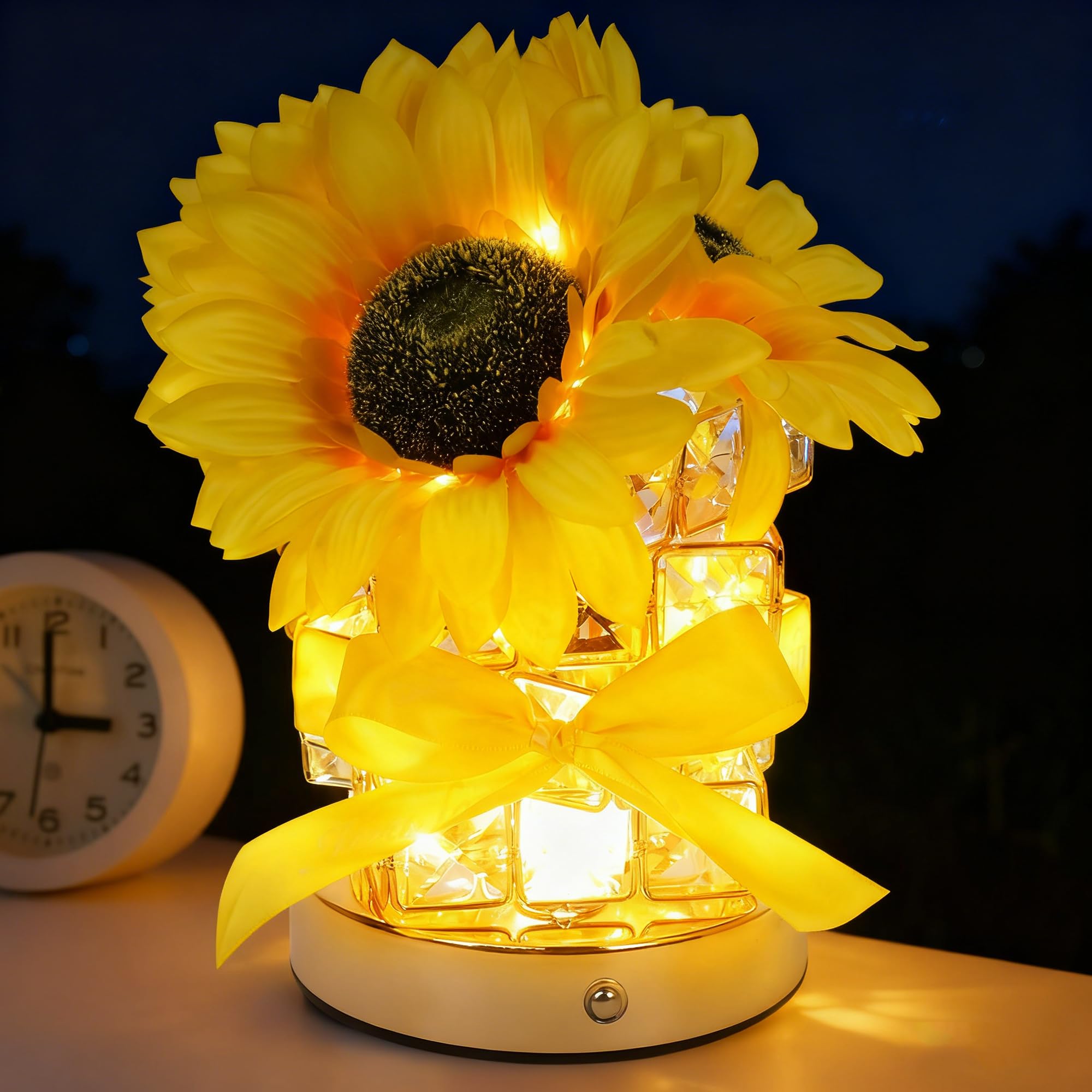 Sunflower Rechargeable Table Lamp, 3 Colours Wireless LED Night Light