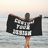 Personalized Beach Towels Add Your Photo and Text Custom Beach Towels Lightweight Compact Beach Towel for Travel Pool Swimming Camping Yoga Gym Women Men A-Customized 13.8×29.5 in