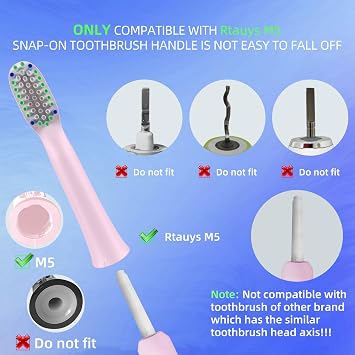 Toothbrush Replacement Heads Compatible with Rtauys M5(SakuraPink) | 10 PCS