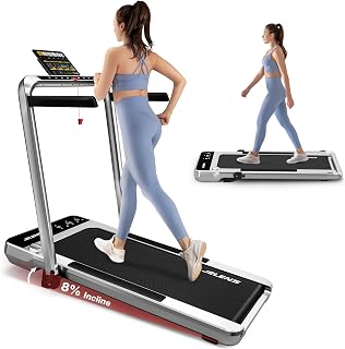 Treadmill for Home, Walking Pad Treadmill with Incline, 2-in-1 Portable Walking Pad with Handle Bar, 330LBS Weight Capacity 2.5HP Folding Treadmills with Gesture Sensing Control