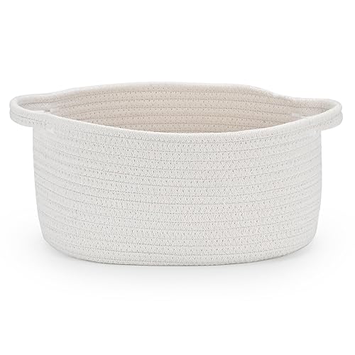 Happyiren Medium Woven Cotton Rope Basket with Handle Empty Decorative