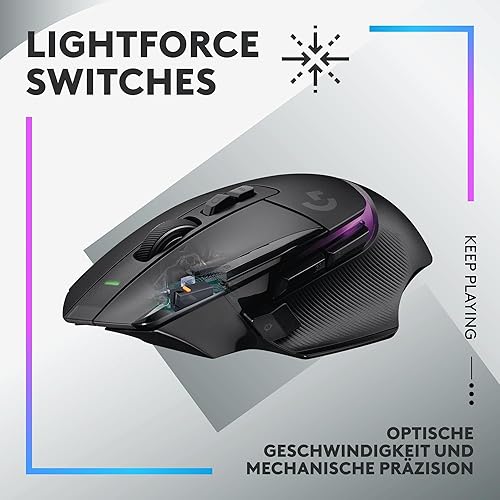 Miniatura 4 de Logitech G G502 X PLUS LIGHTSPEED - Mouse inalámbrico RGB para juegos, mouse óptico con interruptor híbrido LIGHTFORCE, sensor de juegos LIGHTSYNC