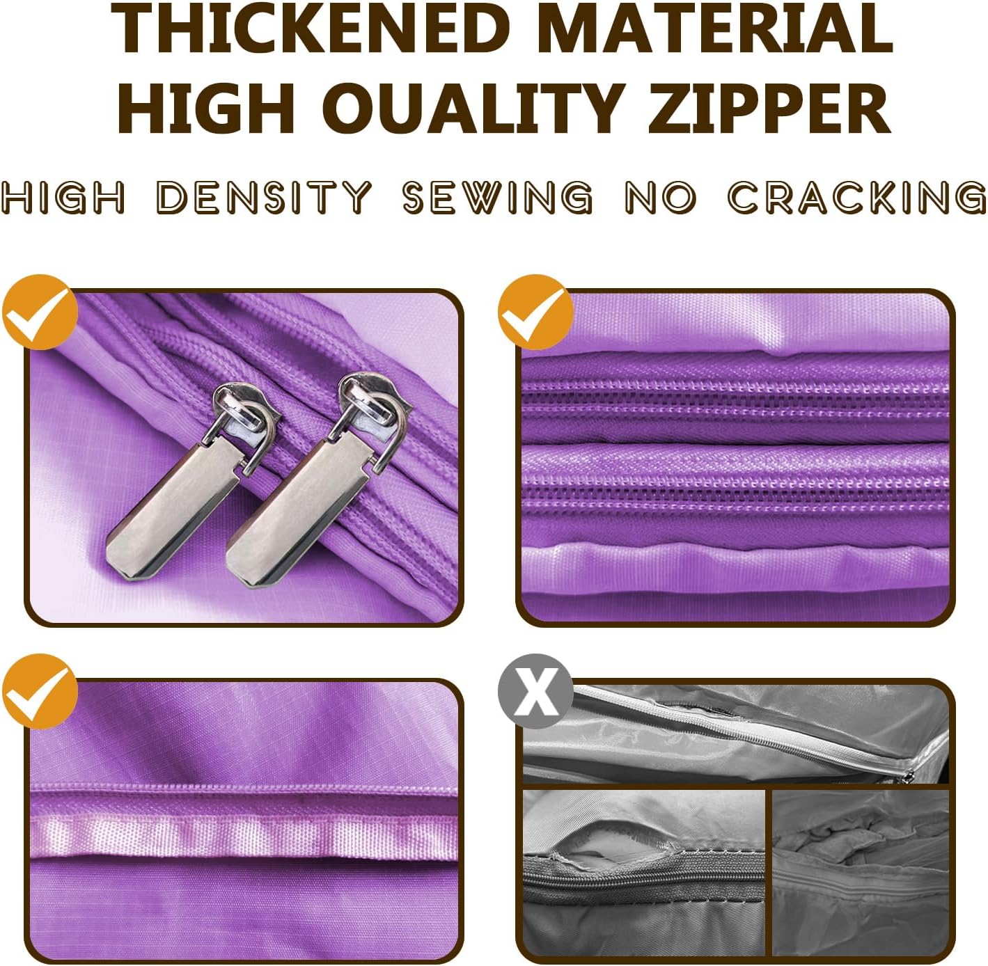 3-piece compressed clothes storage bags, foldable wardrobe storage bags, large-capacity with handles, suitable for sweaters, bed sheets, blankets, down quilts, pillows, toys, etc.（purple）