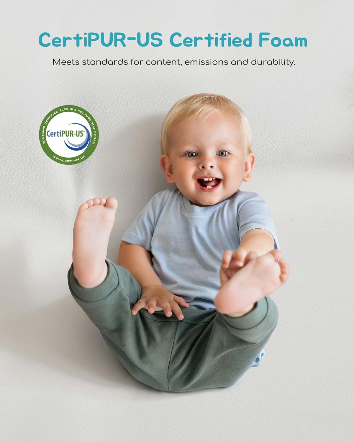 39" Round Baby Mat for Floor, Hypoallergenic Vegan Leather Cover Foam Play Mat for Nursery, Easy to Wipe Clean & Waterproof, Thick Playmat for Infants and Toddlers, 1 Storage Strap Included